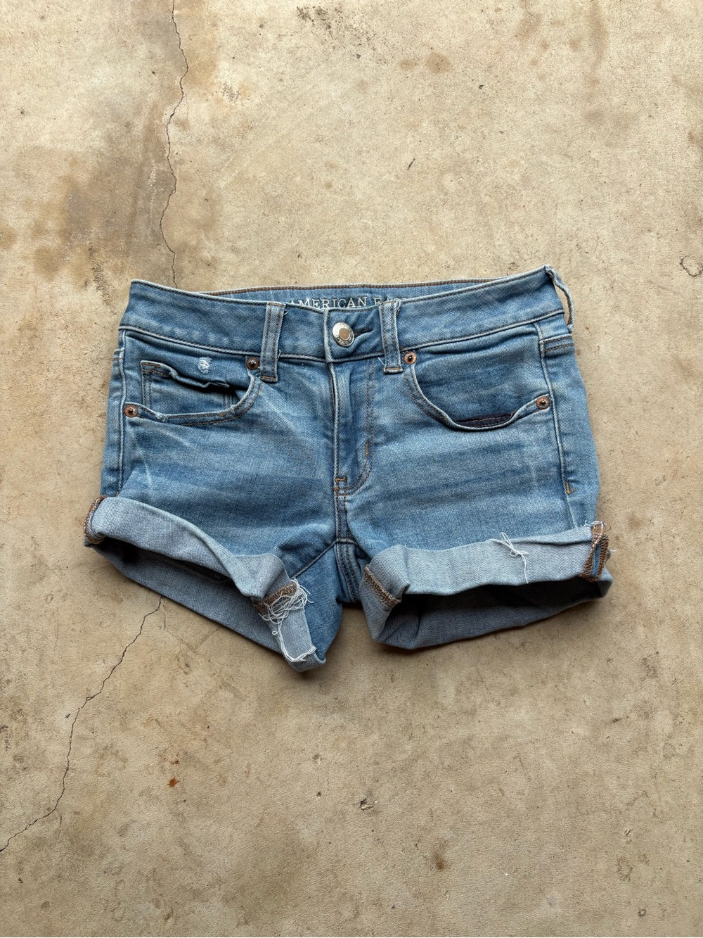 Y2K American Eagle Outfitters Blue Denim Midi Shorts